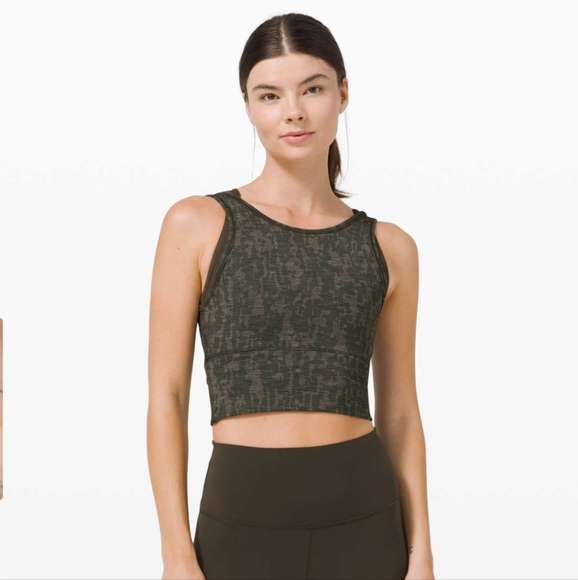 NWOT -Lululemon Power Pivot Tank *Tough Heathered PU Bronze Green Dark Olive - 6 - Picture 1 of 8